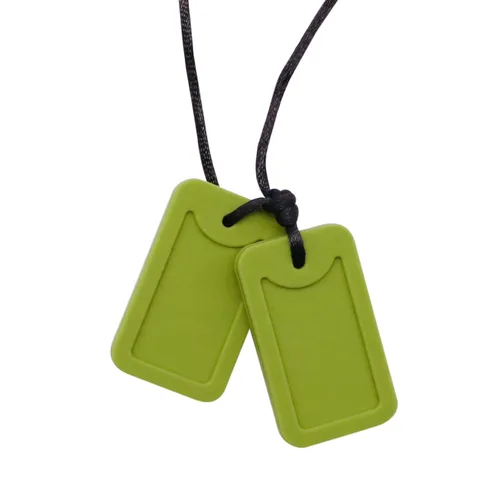 Vista 9 de Collar sensorial masticable para niños y adultos, colgante de etiqueta de perro de silicona masticable para autismo, TDAH, SPD, PICA y necesidades