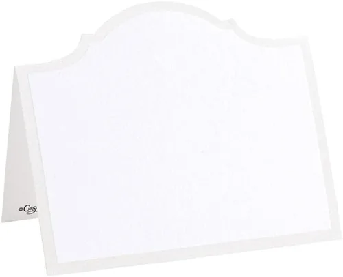 Vista 6 de Caspari Tarjetas de lugar troqueladas de arco en papel de aluminio negro, 8 por paquete