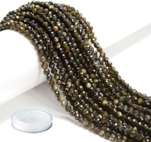 Vista 12 de AD Beads Cuentas naturales de piedras preciosas con corte de diamante micro facetado de 4 mm pequeñas y redondas para hacer collares y pulseras DIY
