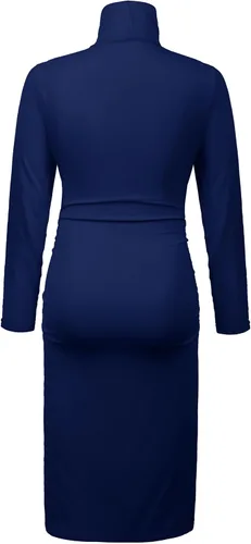 Vista 6 de Vestido de maternidad de manga larga con cuello alto, vestido de embarazo ajustado a media pierna para uso casual, sesión de fotos, baby shower