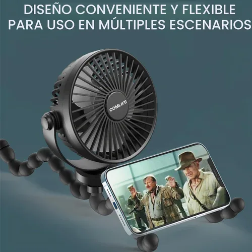 Vista 4 de COMLIFE Ventilador para cochecito de bebé, funciona con batería recargable, enfriamiento máximo de 10 horas, 3 velocidades, ventilador de escritorio