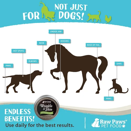 Vista 7 de Raw Paws Bálsamo antiarrugas y piel – Tamaño extra – (4 onzas) – Bálsamo antiarrugas seguro para las lamidas para perros, pasta para bulldogs