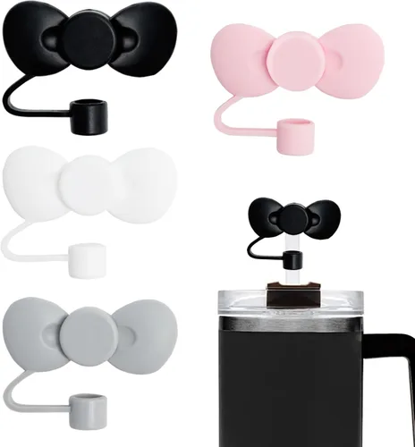 Vista 17 de 8 fundas de popote compatibles con vasos Stanley de 30 y 40 onzas, protectores de tapas reutilizables con puntas de silicona para vasos de 0.4