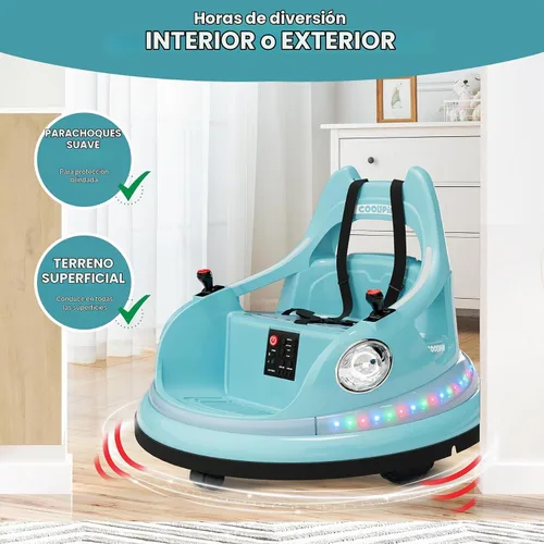 Vista 6 de Coche parachoques para niños, auto parachoques de 12 V para niños pequeños con control remoto, 2 velocidades, 2 modos de conducción, giro de 360°