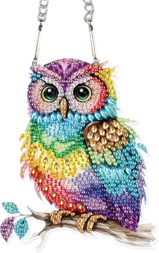 Vista 26 de AiYuanzsh Animal Parrot DIY Kits de Pintura de Arte de Diamante de Acrílico Colgante Pendientes de Arte de Diamante de Rinstone Especialmente