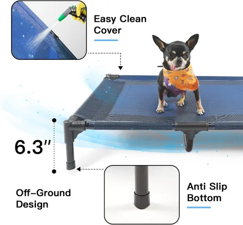 Vista 3 de suddus Cama elevada para perros impermeable al aire libre, cama elevada portátil para perros, camas para perros fuera del suelo, cama para perros