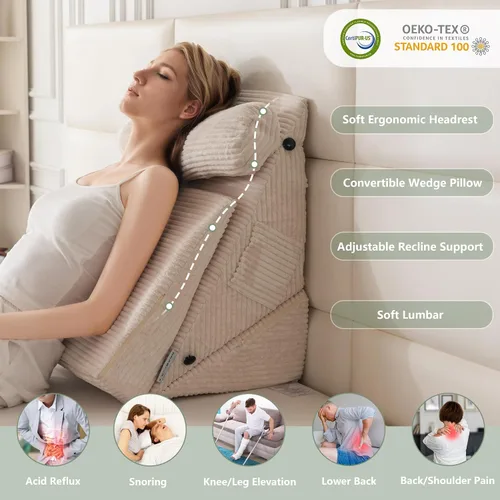 Vista 3 de HIGOGOGO Juego de 10 almohadas ortopédicas de cuña para cama, posicionadores corporales de espuma suave ajustables para recuperación después