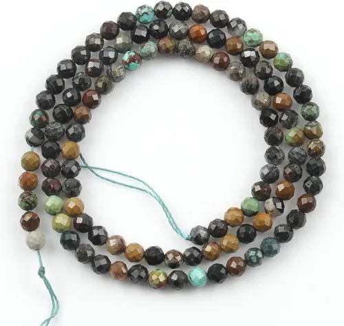 Vista 2 de 180 piezas 2mm Cuentas de piedras preciosas de turquesa africana natural facetada redonda suelta para hacer joyas
