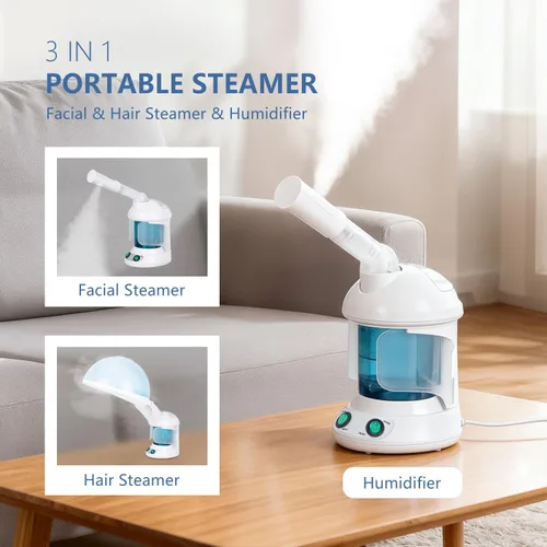 Vista 7 de Vaporizador Facial 3 en 1, Vaporizador para el Cabello, Humidificador de Aire con Niebla Caliente Hidratante, Sistema de Hidratación, Atomizador