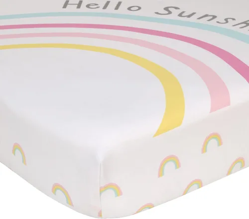 Vista 5 de NoJo Sleepysaurus - Sábana bajera ajustable para cuna, 100% algodón, diseño de hojas de dinosaurio azul, amarillo, gris y blanco