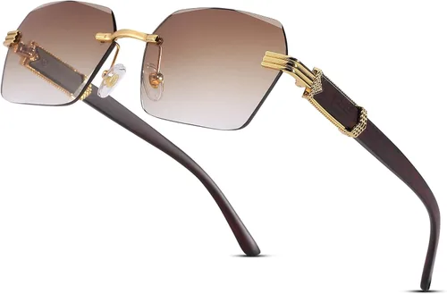 Vista 2 de Pro Acme Gafas de sol rectangulares sin montura para mujer, gafas cuadradas Y2K, sin marco