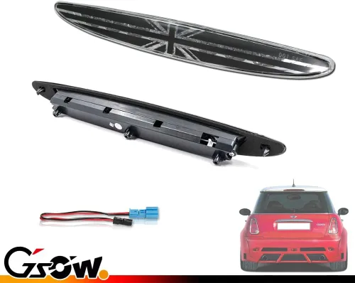 Vista 7 de Luz de Freno LED de 3ra Posición con Lente Transparente para MINI Cooper R50 R53 1ra Gen 2002-2006, [Bandera Union Jack del Reino Unido] 8 LED Rojos