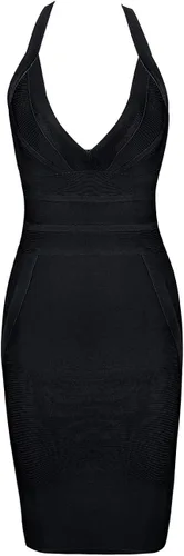 Vista 5 de whoinshop Vestido de vendaje para fiesta de cóctel con cuello en V profundo sin espalda