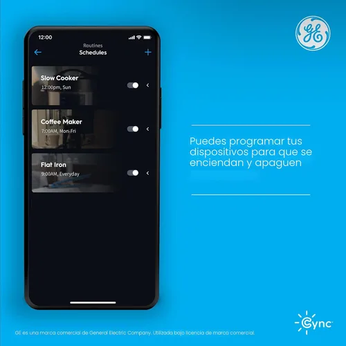 Vista 5 de GE Cync Enchufe inteligente interior, control de tomacorriente inteligente, enchufe de salida WiFi, compatible con Matter, funciona con Alexa