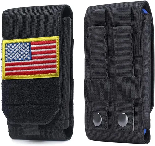 Vista 8 de Funda táctica universal negra Molle impermeable para iPhone 13 Pro Max/12 Pro Max/11 Pro Max/XS Max Less 6.7 pulgadas