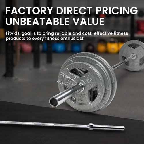 Vista 7 de Fitvids 2 Inch Olympic Barbell Bar, 5/6/7 Feet Bar with Collar for Home Gym Strength Training, weight lifting, Bench Press, 700 LB Capacity