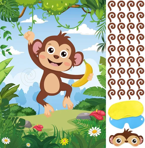Vista 16 de Juego de fiesta de Hooqict Pin The Hat On The Cat para gatos, juegos de fiesta de cumpleaños de gato para niños, suministros de fiesta de cumpleaños