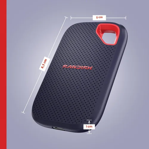 Vista 7 de SANDISK SSD portátil extremo de 1 TB (nuevo modelo) - velocidades de transferencia de hasta 2000 MB/s, conectividad USB tipo C, durabilidad