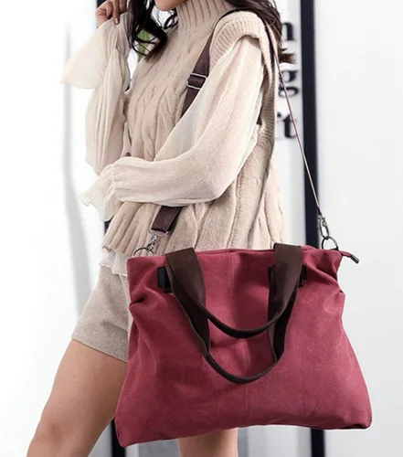 Vista 5 de Bolso tote de lona para mujer, estilo vintage, estilo hobo para uso diario