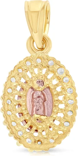 Vista 4 de Colgante de oro amarillo de 14 quilates con circonita cúbica de Nuestra Señora de Guadalupe con collar de cadena de San Valentín de 0.059in