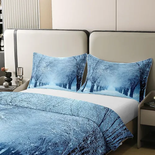 Vista 21 de Funda de edredón de árbol de Navidad 100% algodón natural, juego de ropa de cama de copos de nieve de Navidad para niños y niñas, funda de edredón