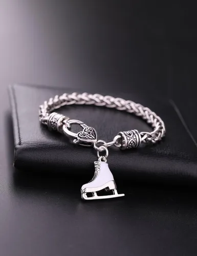 Vista 4 de My Shape Pulsera con dije de patinaje artístico de cristal turquesa 3D para niñas, joyería de moda, aleación
