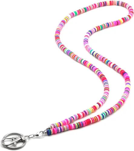 Vista 8 de Cordón para profesor con cuentas estilo bohemio, lindo arco iris, para el cuello, para tarjetas de crucero, tarjetas de identificación y llaves