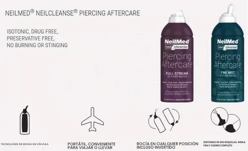 Vista 2 de NeilMed Cuidado Posterior para Piercings en Aerosol Tamaño de Viaje - 75mL