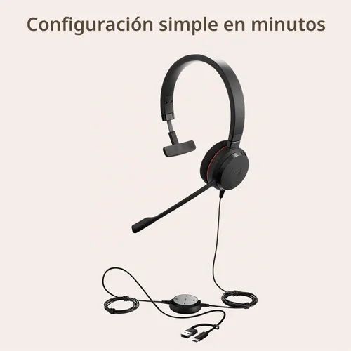 Vista 5 de Jabra Evolve 20 Auriculares con Cable (Edición 2025) - Auriculares con cable de un solo oído para oficina y trabajo desde casa - Control de llamadas