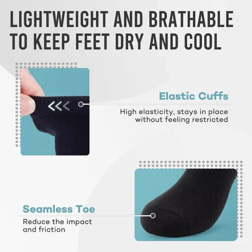 Vista 2 de FALARY Calcetines tobilleros para mujeres y hombres, 6 pares de calcetines de corte bajo que no se muestran, suaves que absorben la humedad