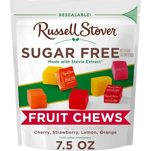 Vista 8 de RUSSELL STOVER Caramelos masticables de frutas sin azúcar, dulces masticables con sabor a fruta, envueltos individualmente, bolsa resellable, 4.5