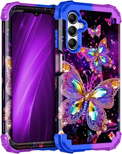 Vista 70 de Miqala Funda para Galaxy A14 5G, que brilla en la oscuridad, tres capas, resistente, a prueba de golpes, protección completa, parachoques