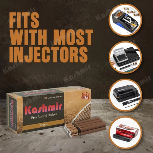 Vista 4 de Kashmir Tubos de cigarrillos de bronce de 3.307 in – 200 tubos vacíos tamaño King con filtros – Tubos de papel de cigarrillo marrón de papel natural