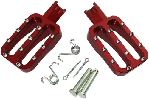 Vista 5 de Estriberas de aluminio CNC rojo para bicicleta de cross de fabricación china, 50 cc, 70 cc, 90 cc, 110 cc, 125 cc, 140 cc, 150 cc, 160 cc