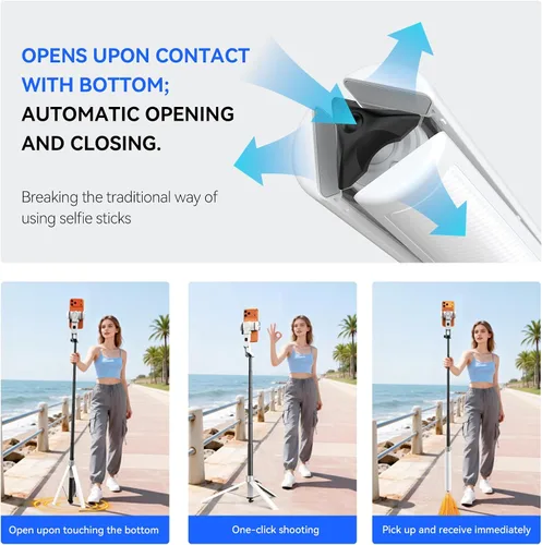 Vista 4 de Trípode para selfie stick de seguimiento automático de cara para iPhone con rotación ligera de 360 grados que sigue tu movimiento 70.9 pulgadas