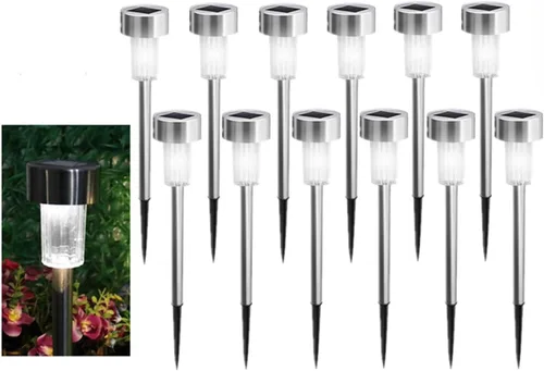 Vista 12 de 10pcs azul LED al aire libre jardín de acero accionado solar lámpara de luz de paisaje