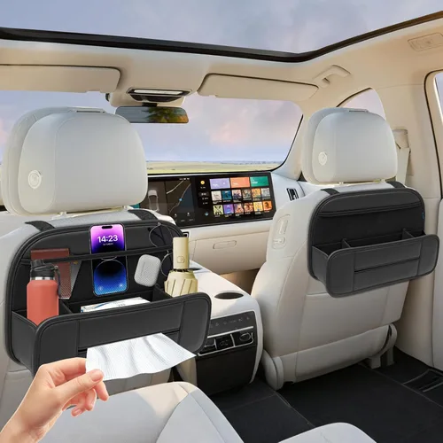 Vista 15 de FLORICH Organizador de Almacenamiento para Coche Entre Asientos, Organizador de Asiento de Cuero con Soporte para Bolso Entre Asientos, Consolas