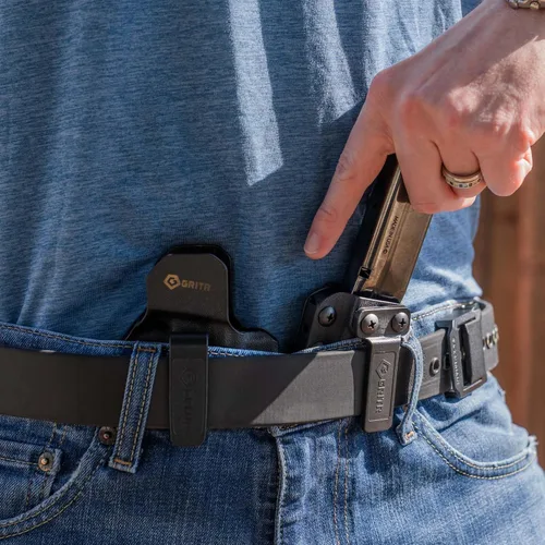 Vista 4 de GRITR IWB/OWB - Soporte para cargador de pistola - Mag Carrier se adapta a 0.354 in/0.394 in/.357/.40/.45 doble pila, 0.354 in/.40/.45 cargadores