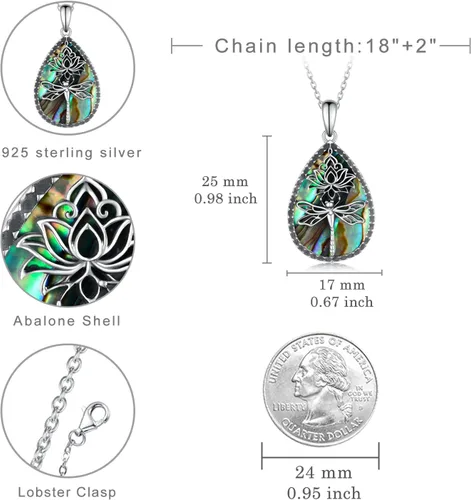 Vista 6 de DragonflyButterfly Necklaces for Women 925 Sterling Silver Lotus Snake Cross Faith Pendant Necklace Boho Jewelry Gifts for Women Girls
