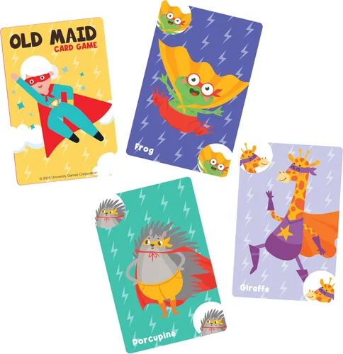 Vista 3 de University Games Juego de cartas Vieja Soltera - Tamaño Jumbo, Tarjetas de personajes coloridas para niños de 4 años en adelante, juego divertido