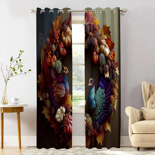 Vista 48 de Shrahala Art Nouveau Floral Pattern Blackout Curtain Tiers, Delicate Vine and Flower Design Kitchen Valance Light Blocking Tier Drapes with Rod