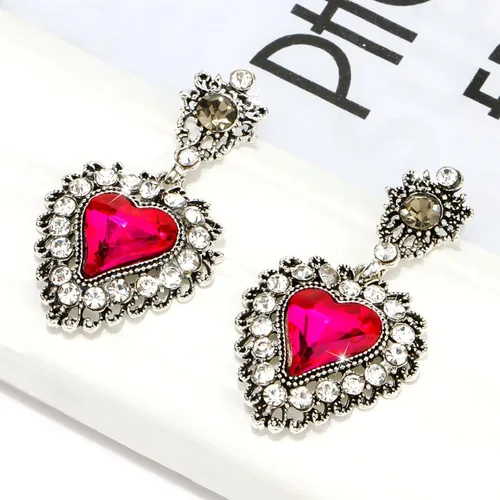 Vista 6 de CIEHER Aretes colgantes de piedra de imitación para mujer, aretes colgantes de champán para mujer, aretes colgantes rectangulares para mujeres