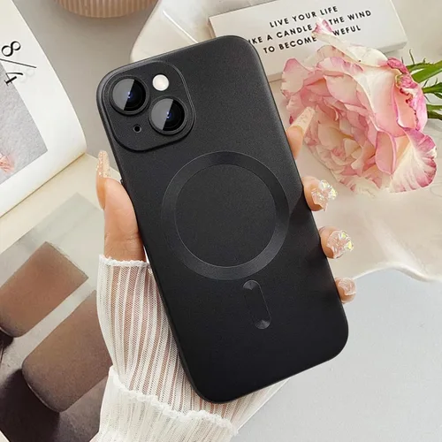 Vista 5 de ankofave Funda Magnética para iPhone 14 Plus para Mujeres, Funda Resistente Mate de Lujo Diseño Suave Metálico con Protector de Lente de Cámara