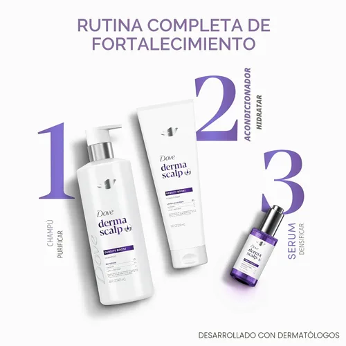 Vista 6 de Dove Acondicionador Derma Scalp Density Boost 1 unidad con suero laminar, glicerina y zinc + péptidos para la pérdida de cabello y rotura 9 oz