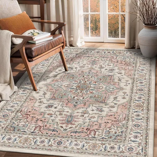 Vista 33 de Alfombra de pasillo vintage de 2 x 6 pies de pelo bajo Marrón beige