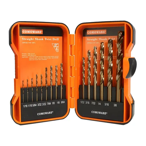 Vista 10 de COMOWARE Juego de brocas de metal, 13 piezas HSS-E M35, juego de brocas de cobalto, 0.059-0.256 in, brocas en espiral profesional para metal, acero