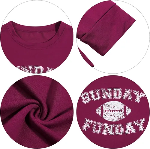 Vista 4 de FLOYU Sudadera Sunday Funday para mujer linda sudadera con gráfico de fútbol para fin de semana camiseta casual de temporada de fútbol