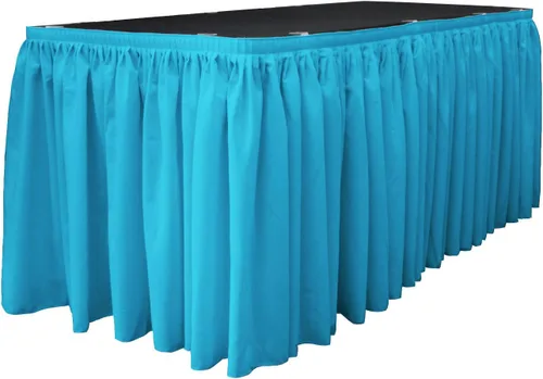 Vista 57 de LA Linen Falda de mesa de popelina de poliéster para mesas rectangulares, tela plisada para banquetes de boda, 14 pies por 29 pulgadas de largo