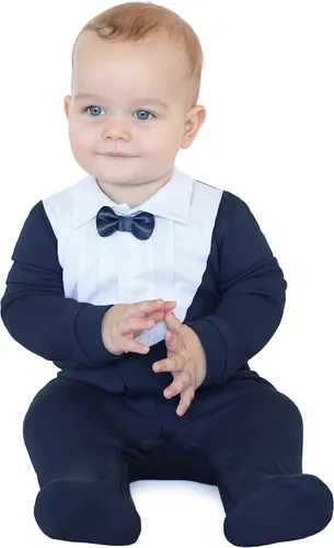 Vista 3 de Lilax Traje de esmoquin con estilo navideño para bebé niño con pajarita