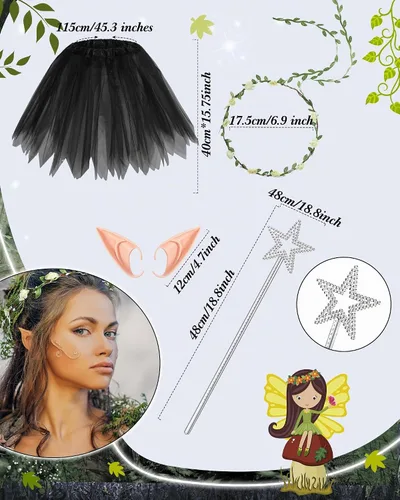 Vista 3 de Hicarer 5 Pcs Women Fairy Wing Costume for Halloween Party